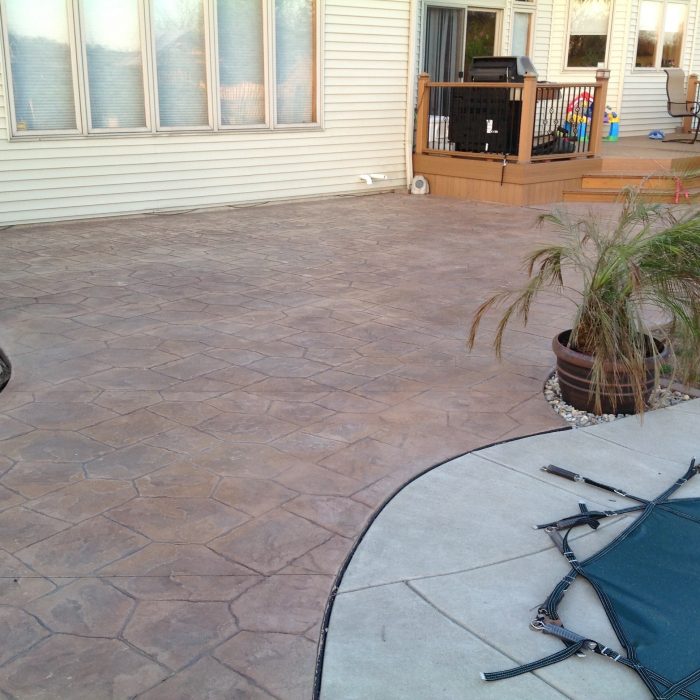 Stamped Concrete Patio with Pool