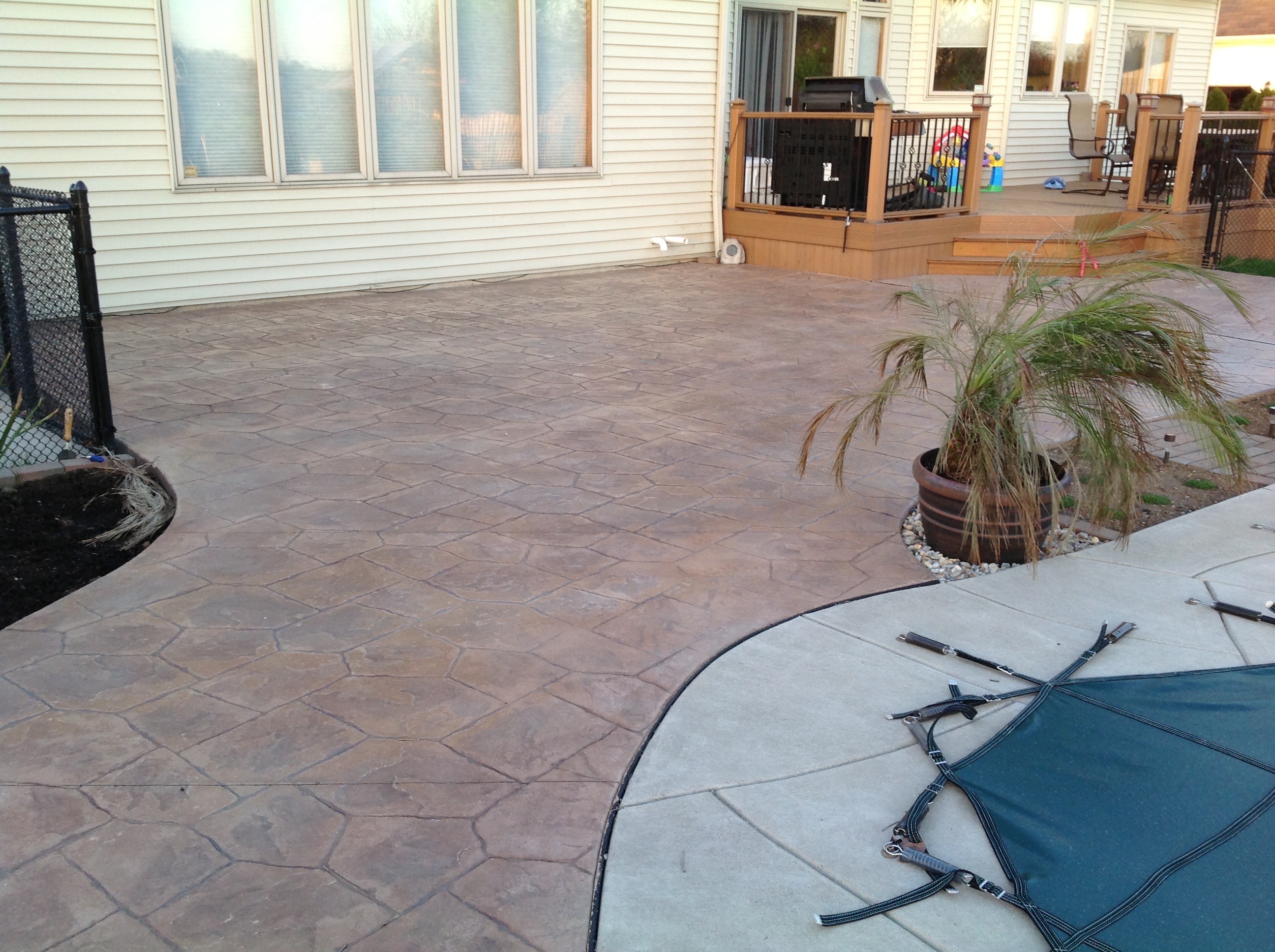 Stamped Concrete Patio with Pool