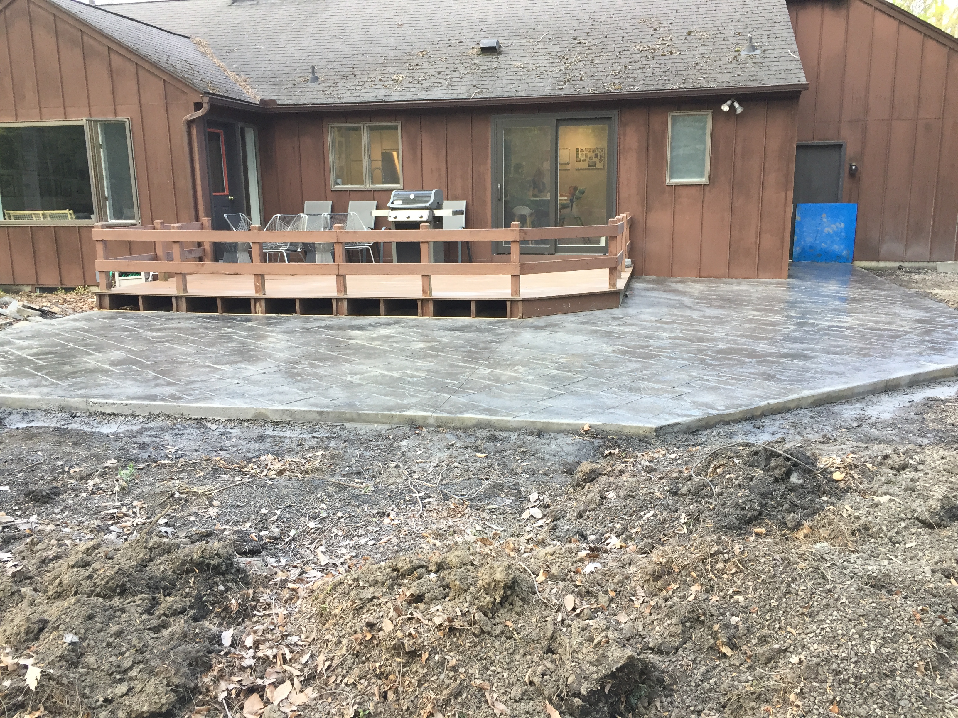 Gray Stamped Concrete Patio